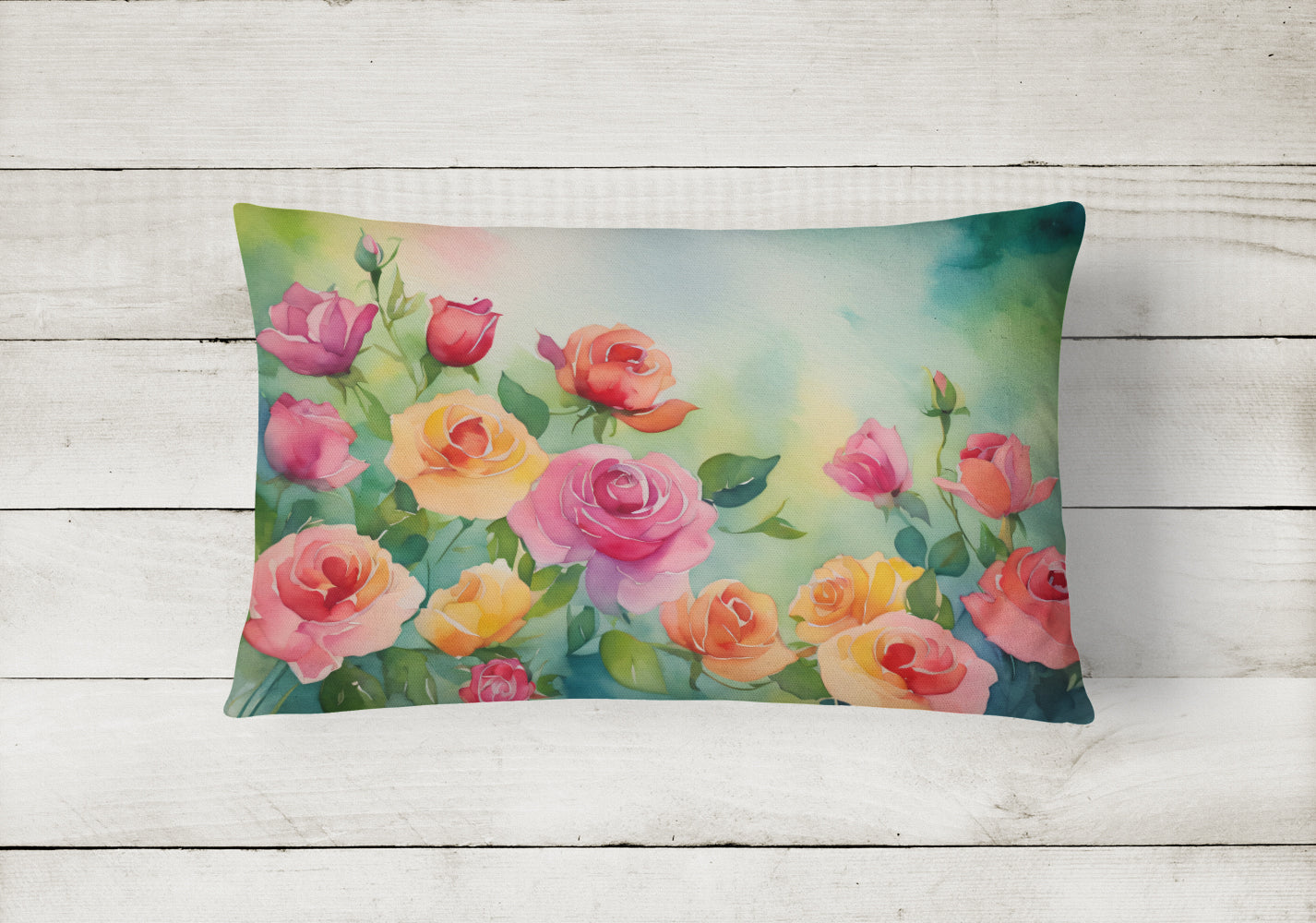 Roses in Watercolor Throw Pillow