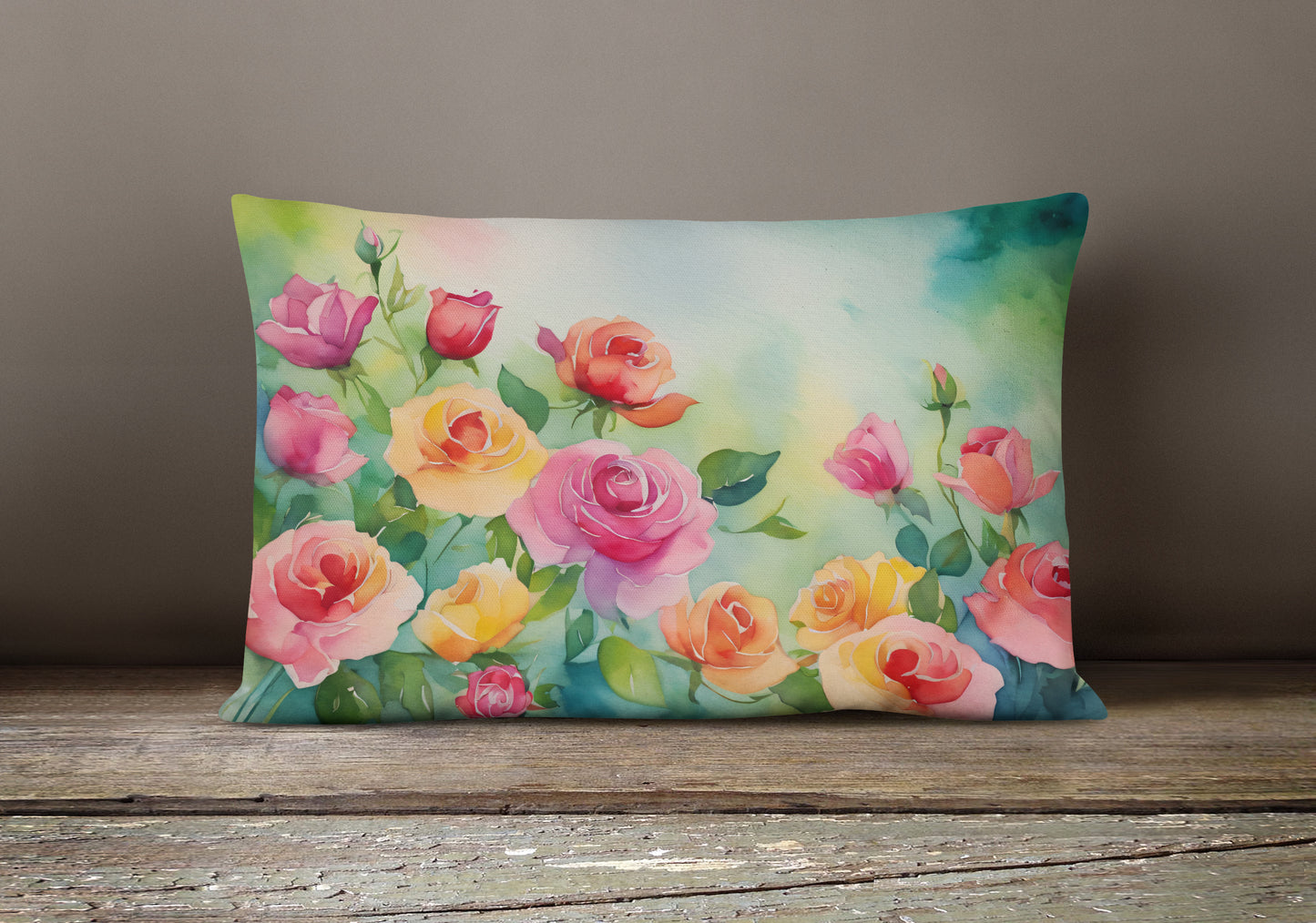 Roses in Watercolor Throw Pillow