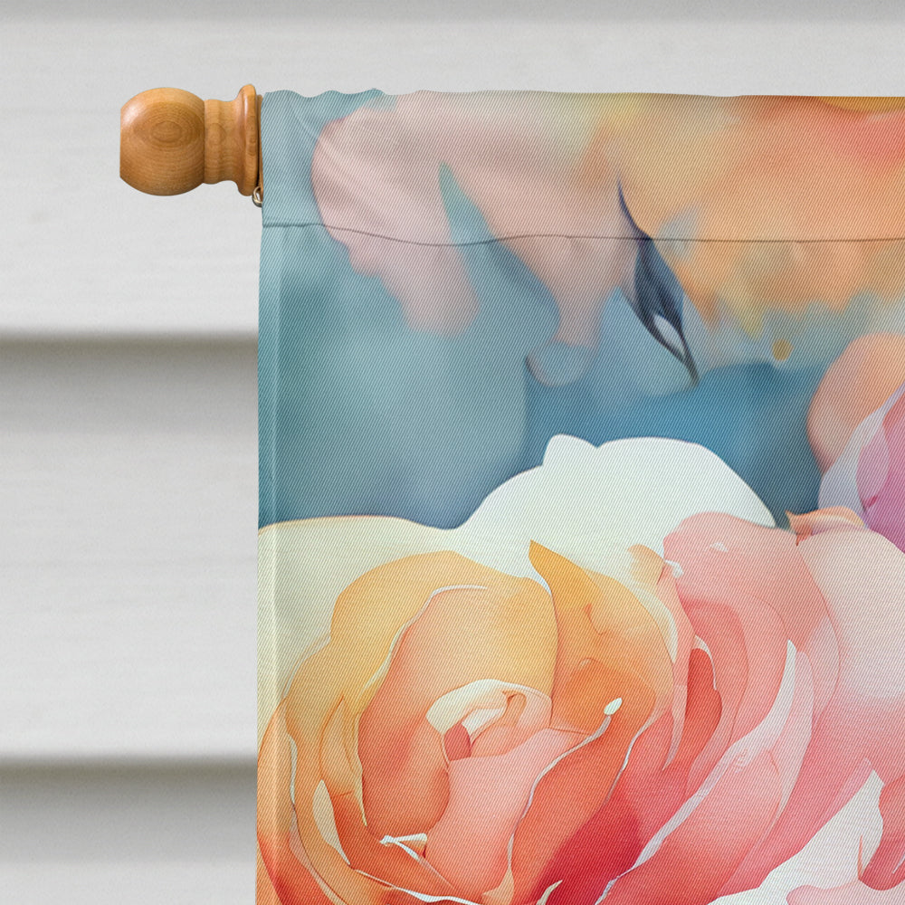 Roses in Watercolor House Flag