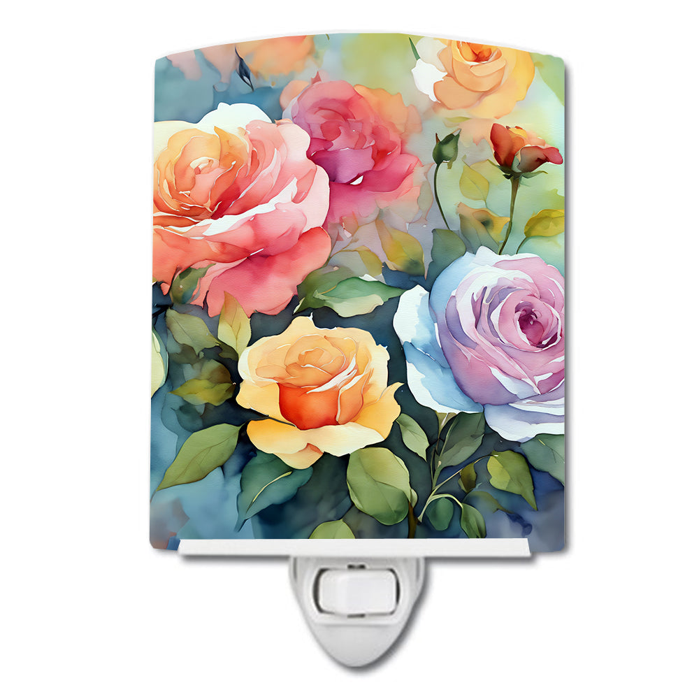 Buy this Roses in Watercolor Ceramic Night Light