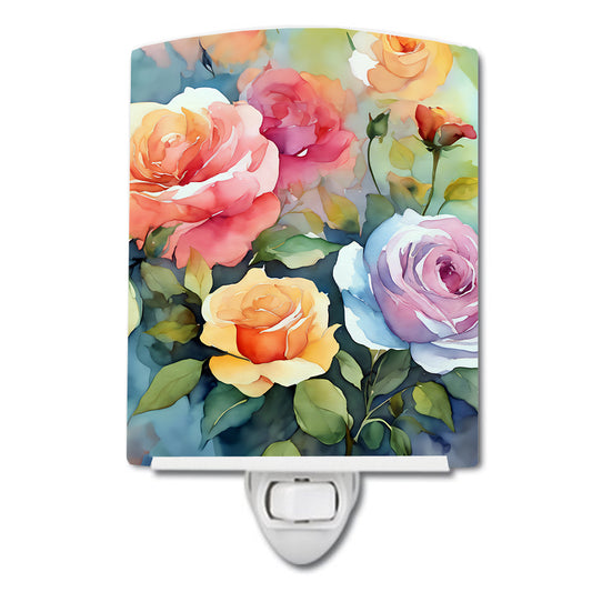 Buy this Roses in Watercolor Ceramic Night Light