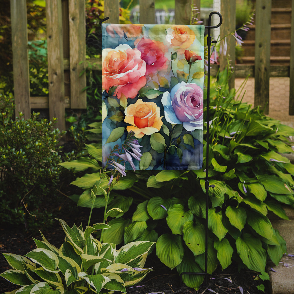 Roses in Watercolor Garden Flag