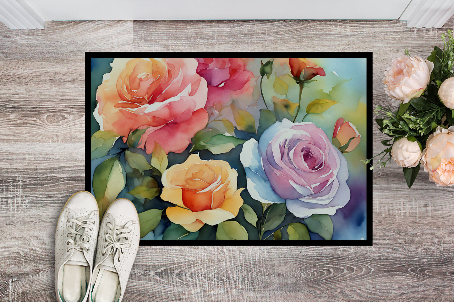 Roses in Watercolor Doormat