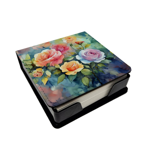 Buy this Roses in Watercolor PU Leather Note Paper Holder