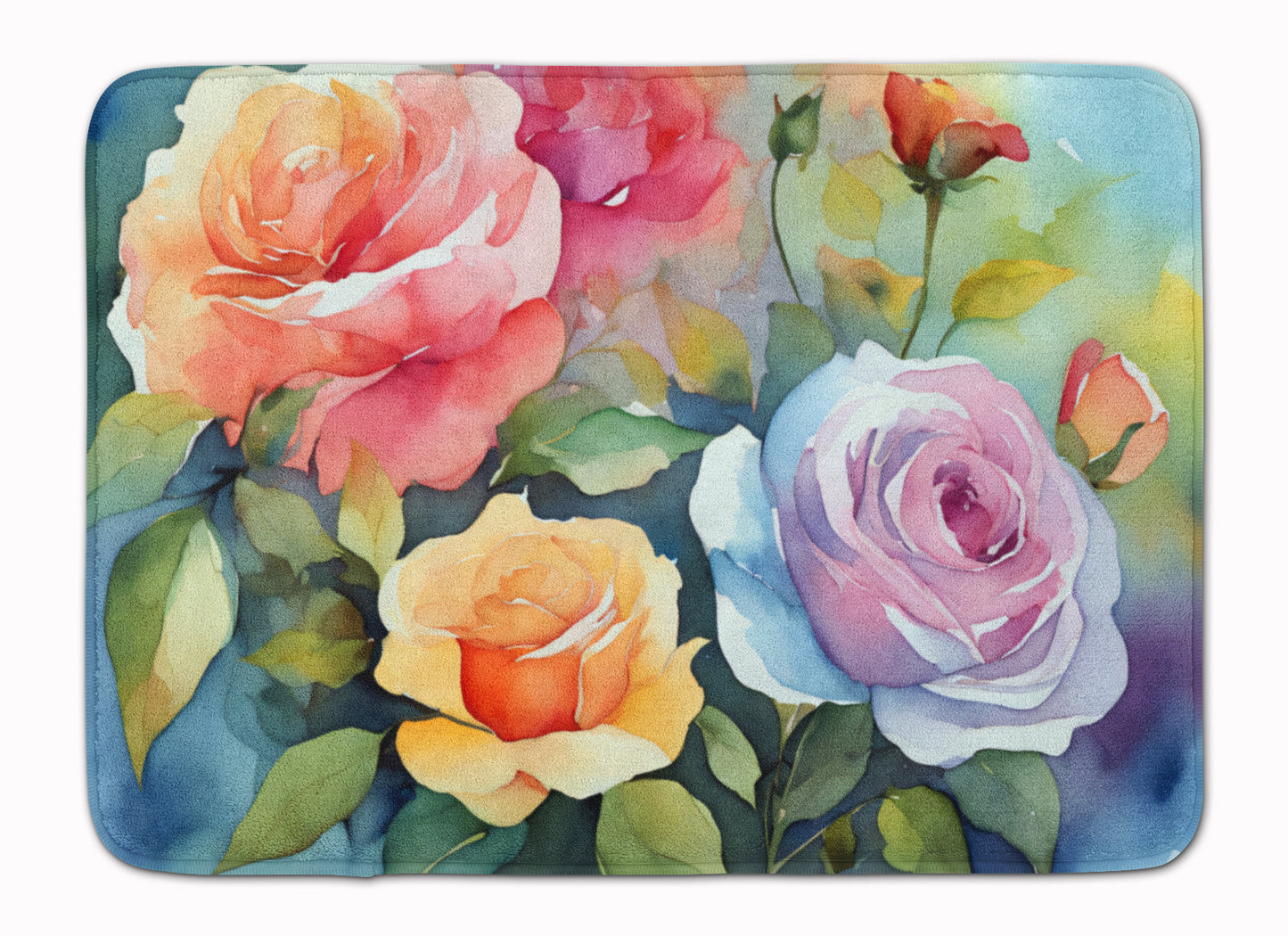 Buy this Roses in Watercolor Memory Foam Kitchen Mat