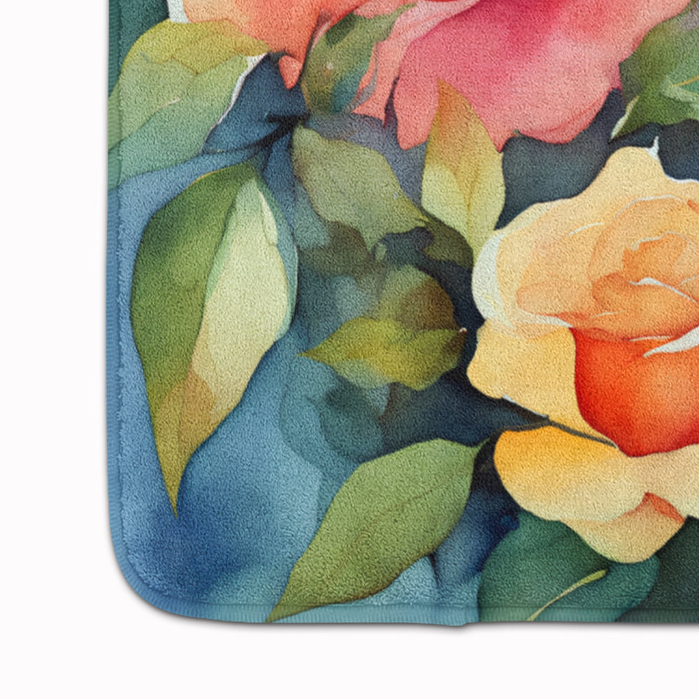 Roses in Watercolor Memory Foam Kitchen Mat