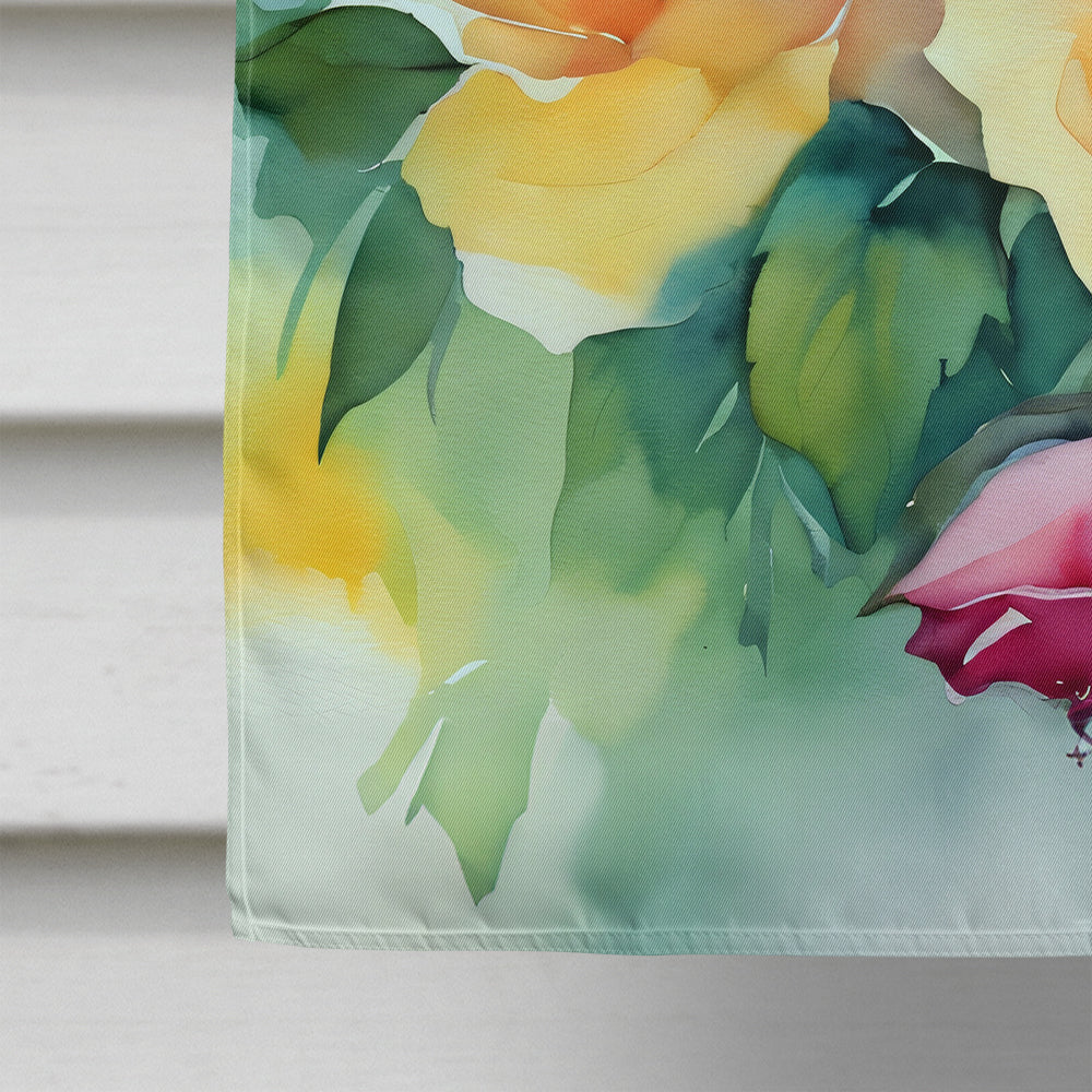 Roses in Watercolor House Flag