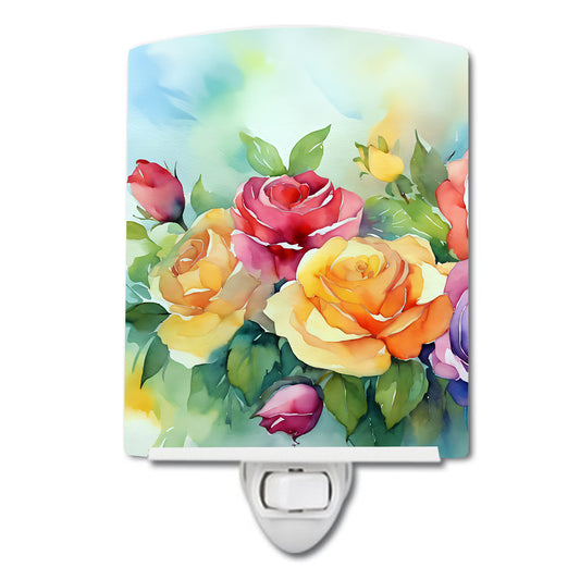 Buy this Roses in Watercolor Ceramic Night Light