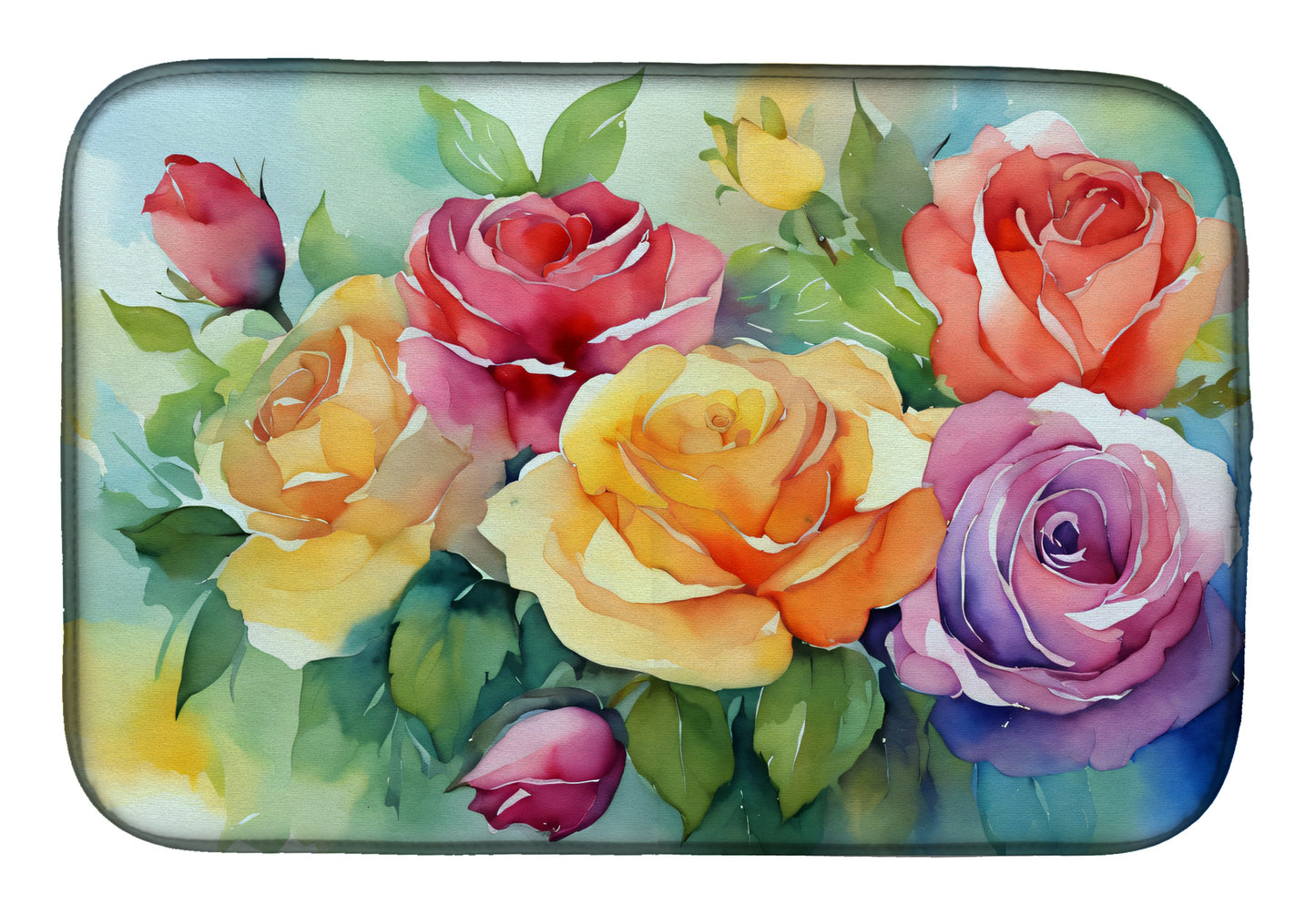 Buy this Roses in Watercolor Dish Drying Mat