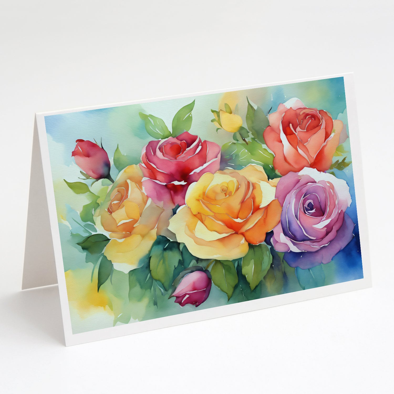 Buy this Roses in Watercolor Greeting Cards Pack of 8