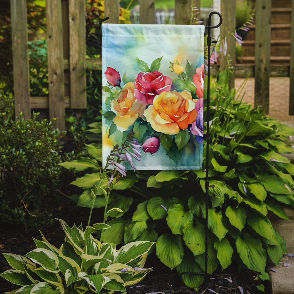 Roses in Watercolor Garden Flag