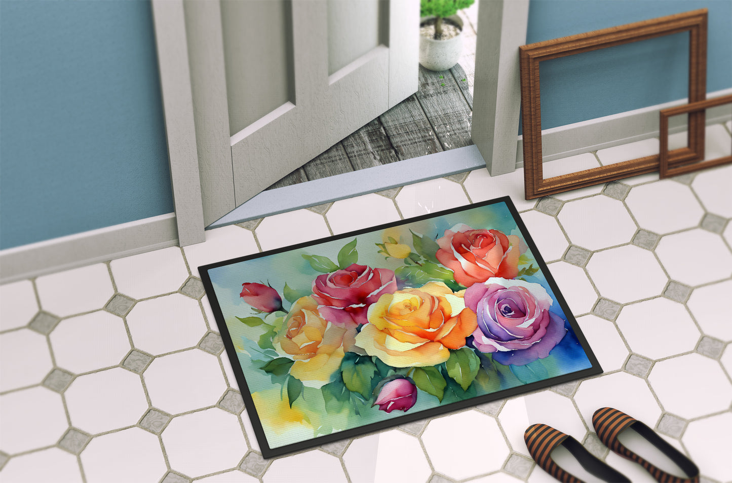 Roses in Watercolor Doormat