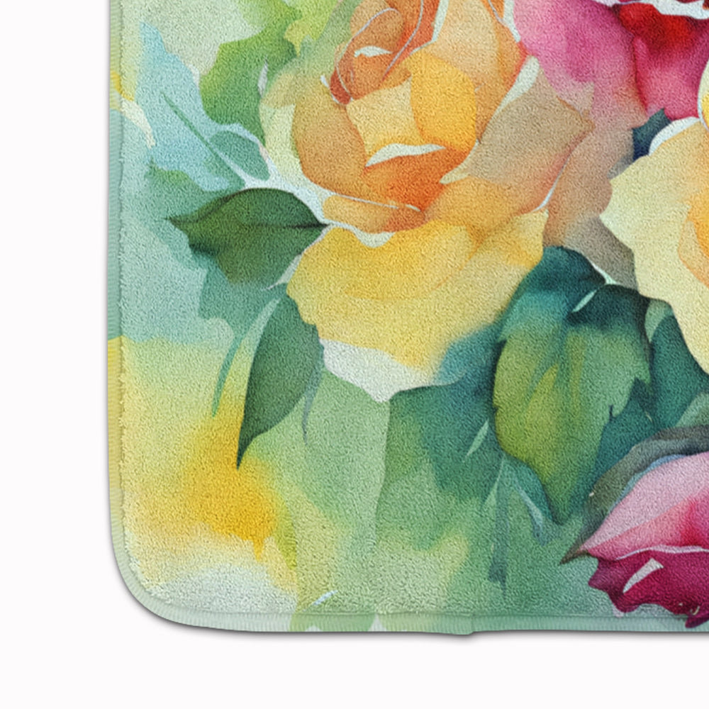 Roses in Watercolor Memory Foam Kitchen Mat