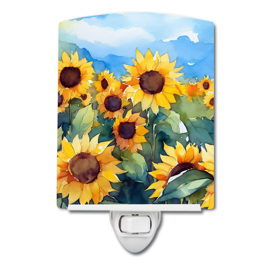 Buy this Sunflowers in Watercolor Ceramic Night Light