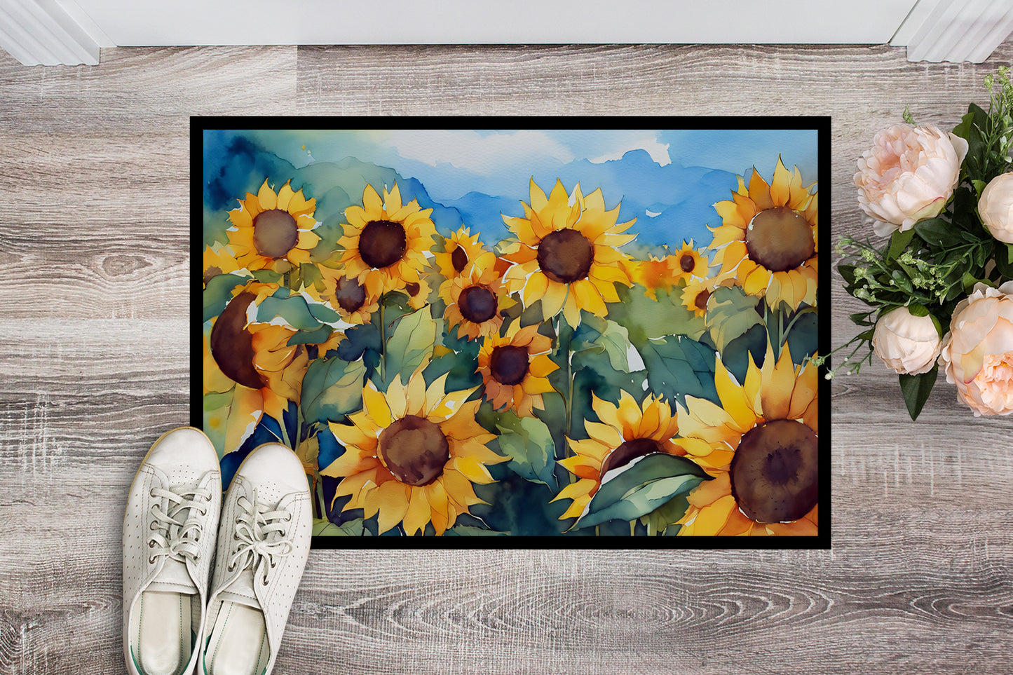 Sunflowers in Watercolor Doormat