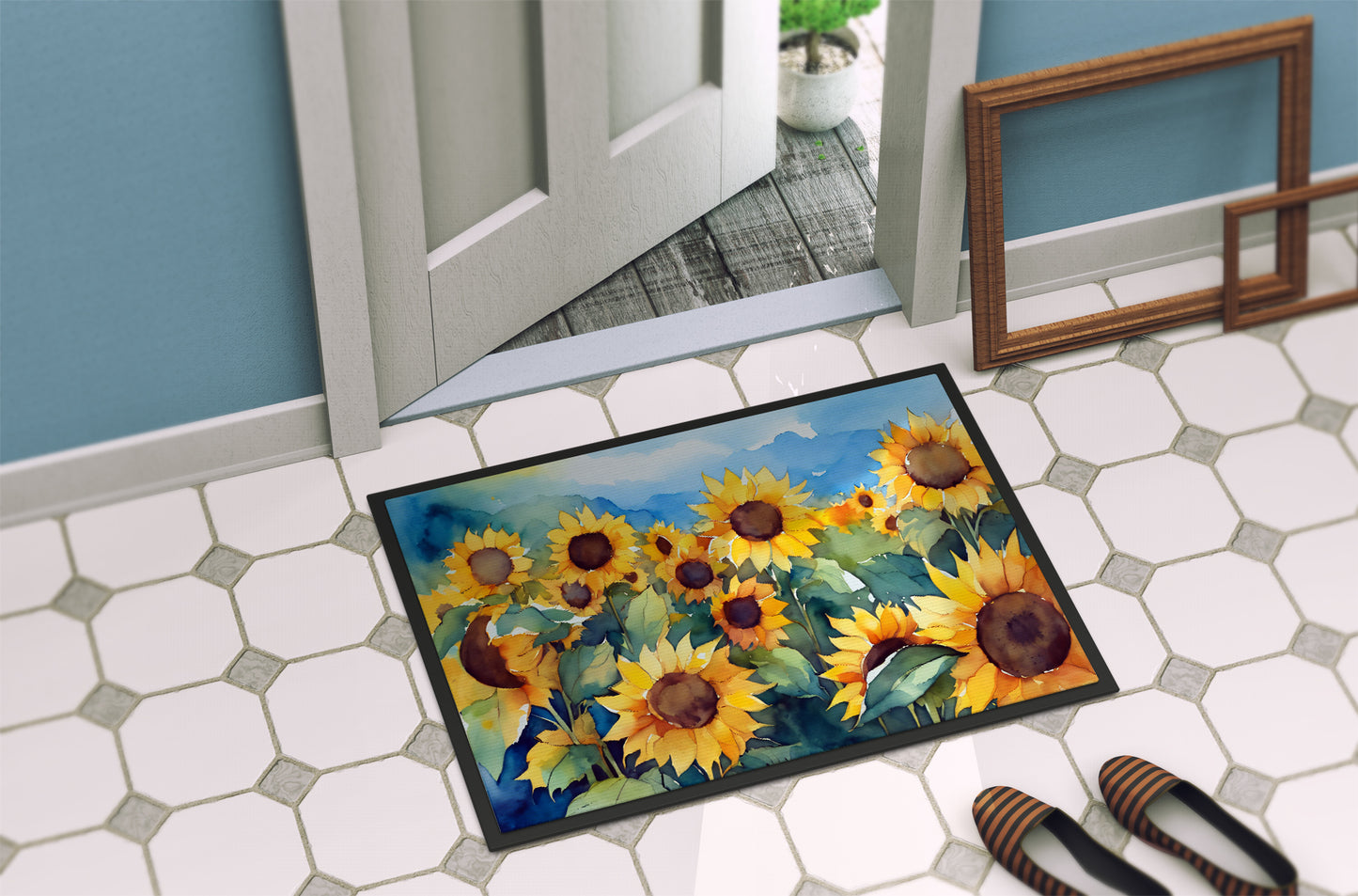 Sunflowers in Watercolor Doormat