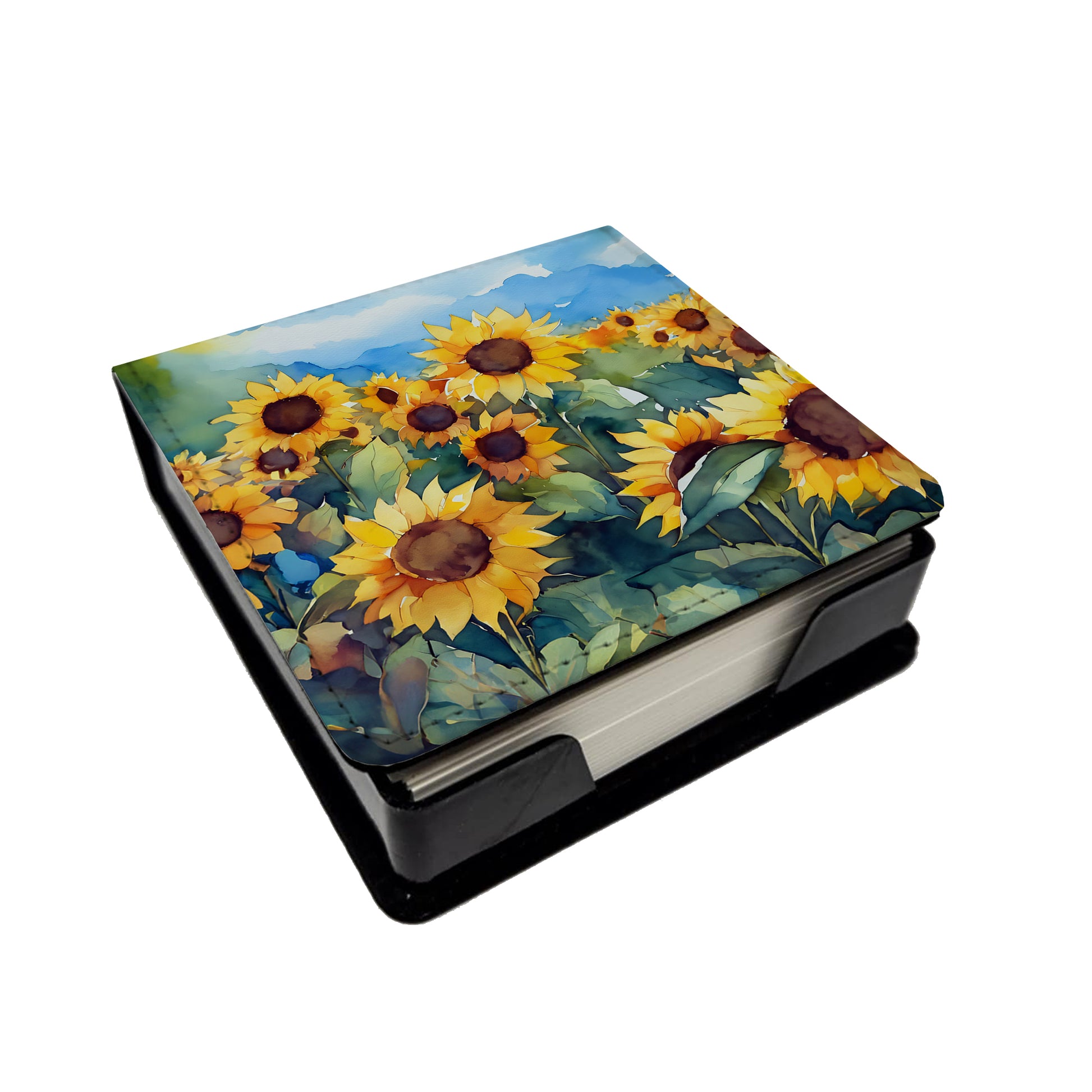 Buy this Sunflowers in Watercolor PU Leather Note Paper Holder