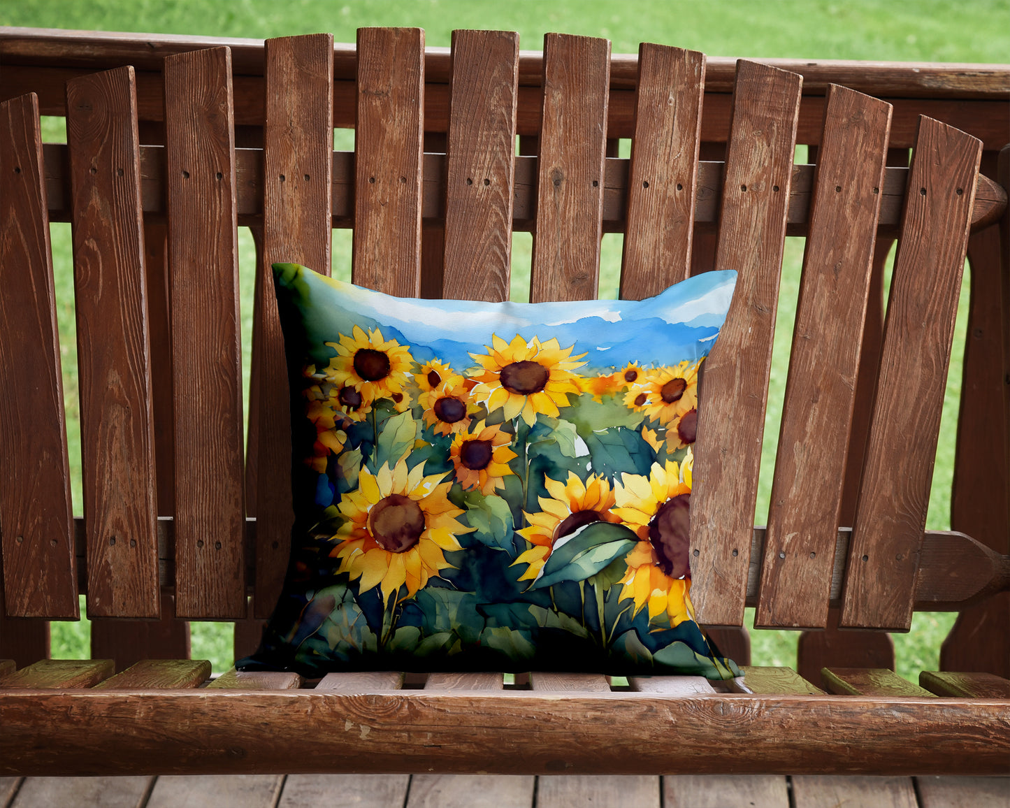 Sunflowers in Watercolor Throw Pillow