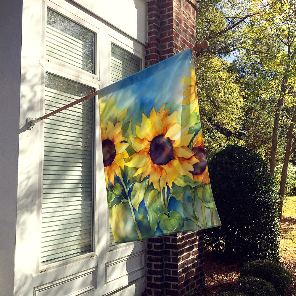 Sunflowers in Watercolor House Flag
