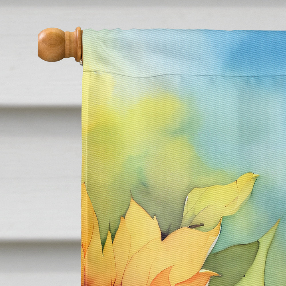 Sunflowers in Watercolor House Flag