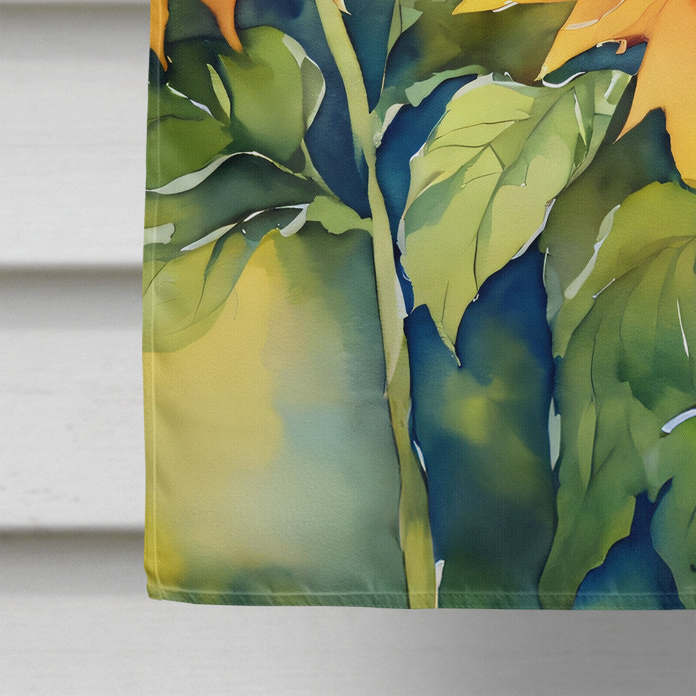 Sunflowers in Watercolor House Flag