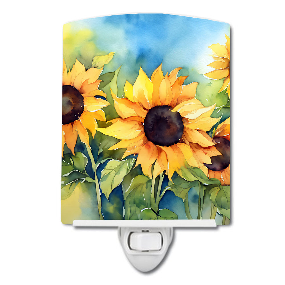 Buy this Sunflowers in Watercolor Ceramic Night Light