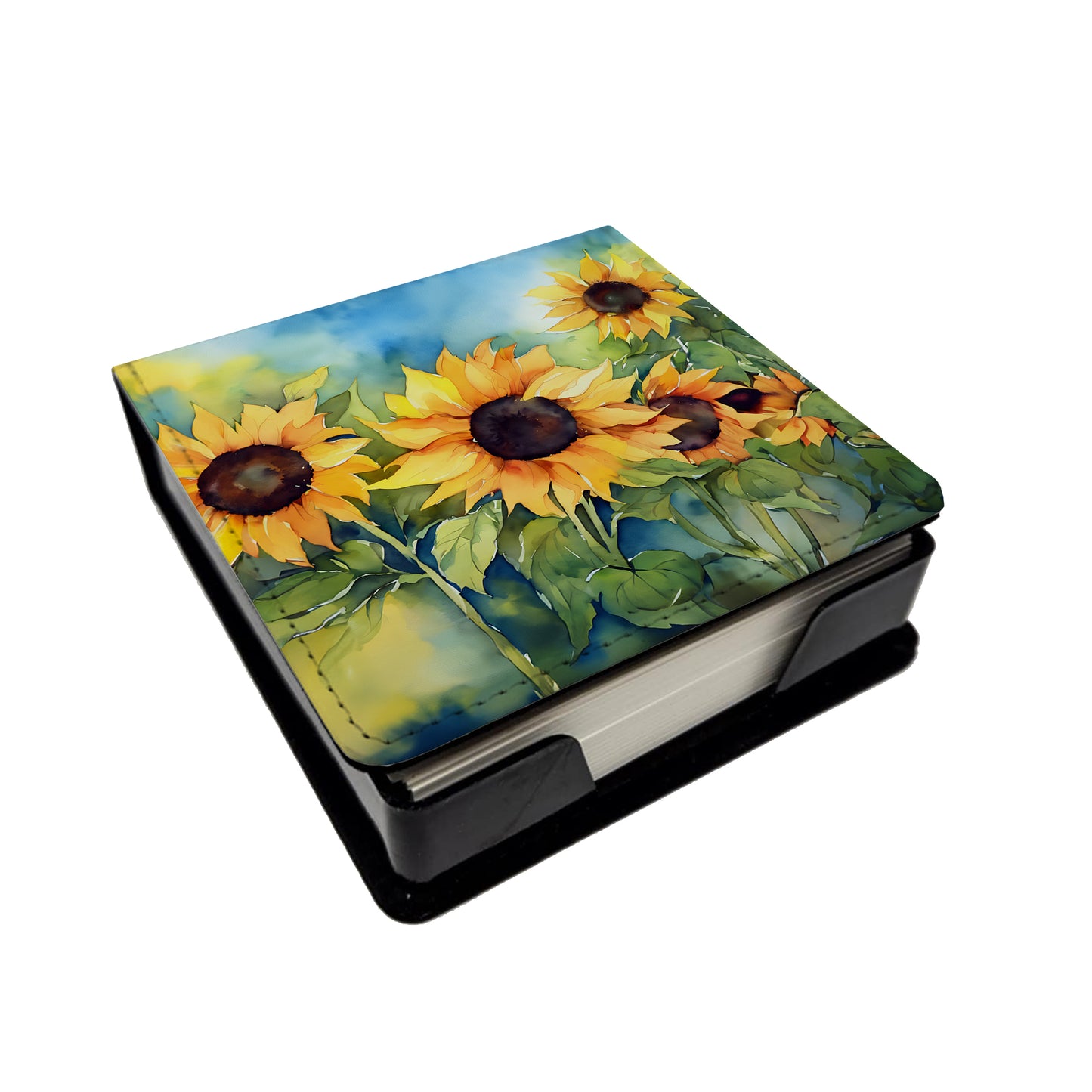 Buy this Sunflowers in Watercolor PU Leather Note Paper Holder