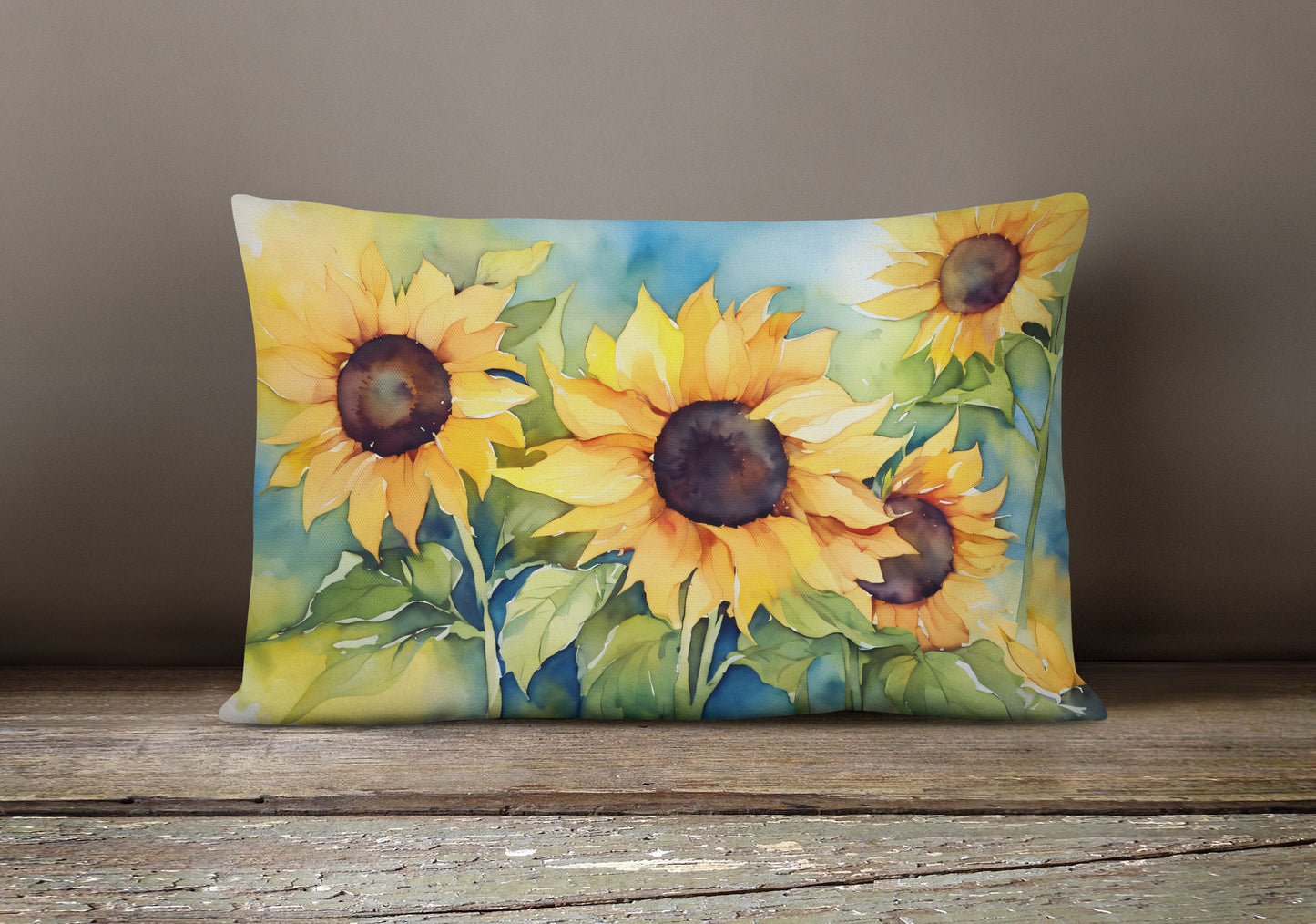 Sunflowers in Watercolor Throw Pillow