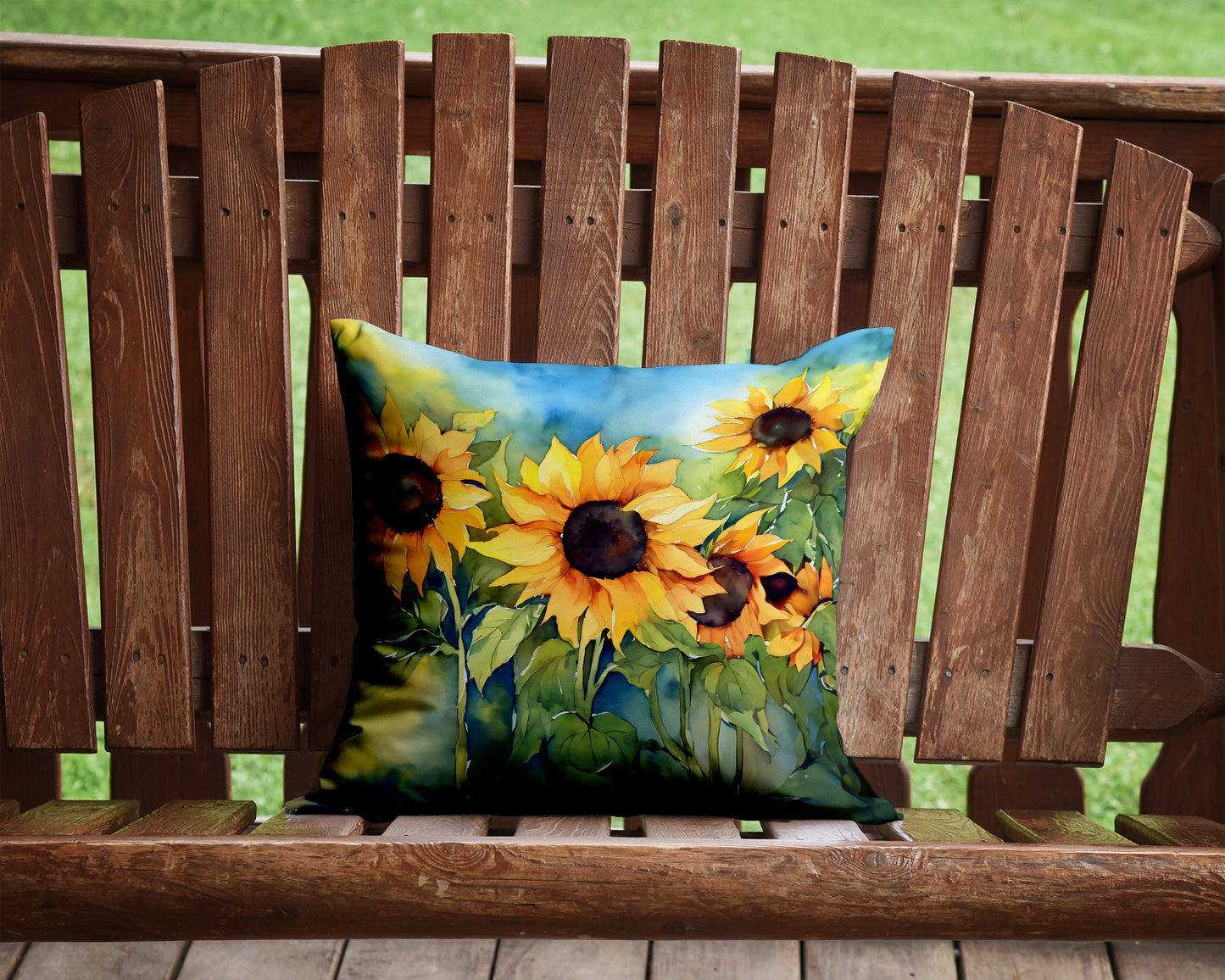 Sunflowers in Watercolor Throw Pillow