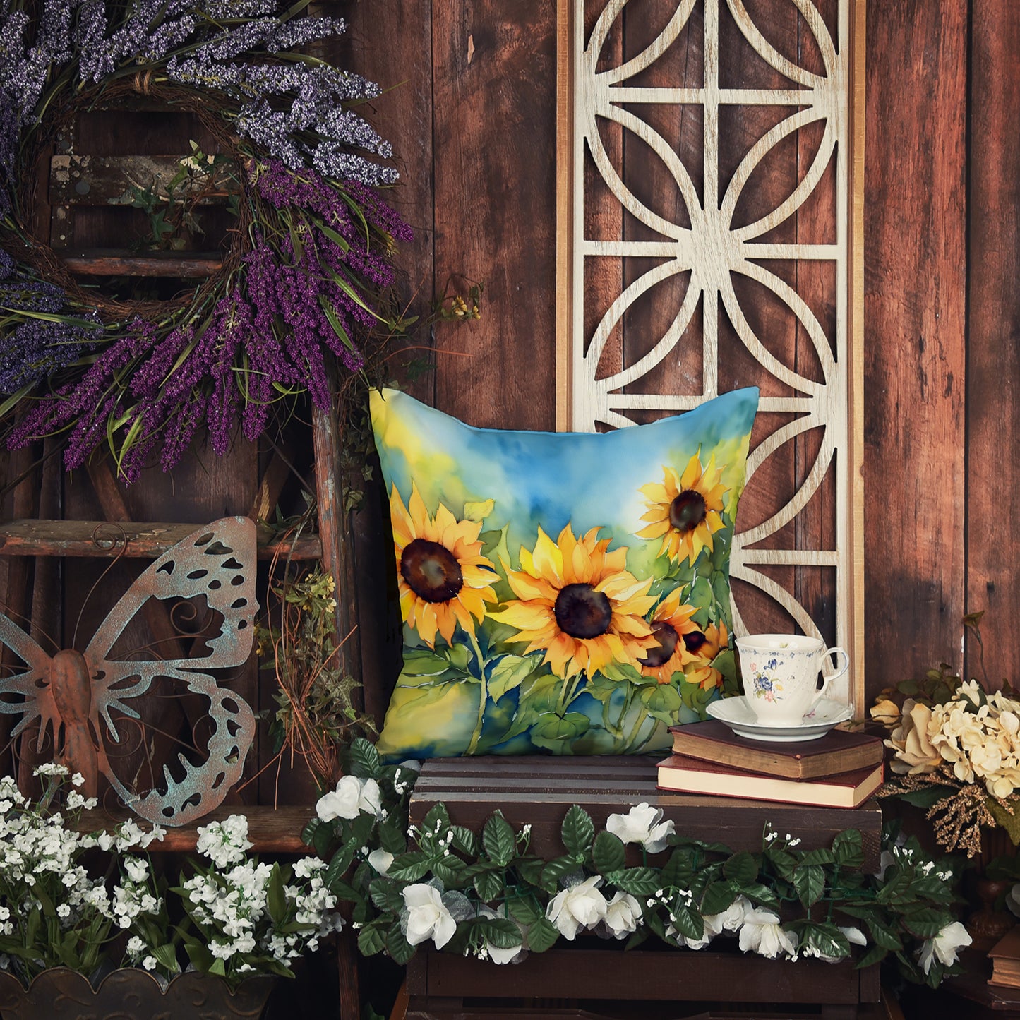 Sunflowers in Watercolor Throw Pillow