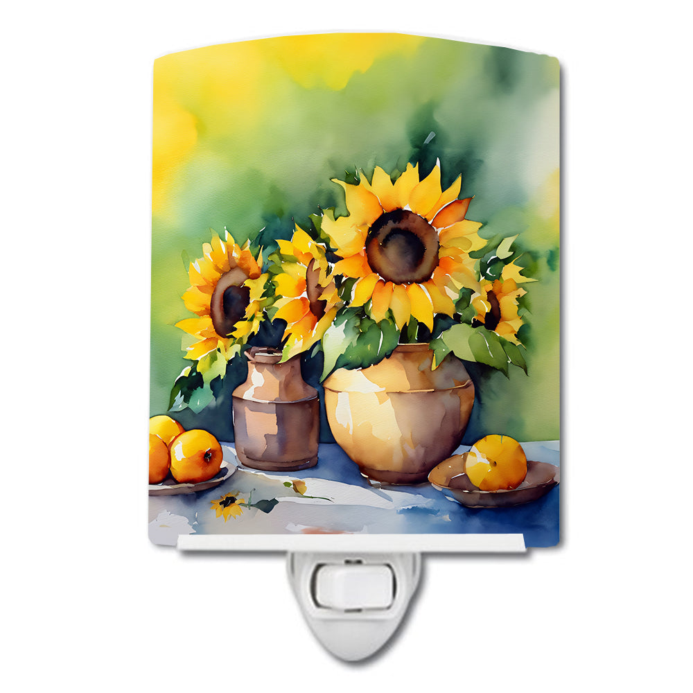 Buy this Sunflowers in Watercolor Ceramic Night Light