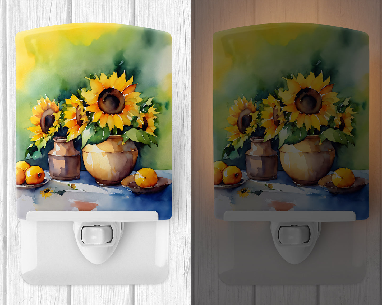 Sunflowers in Watercolor Ceramic Night Light