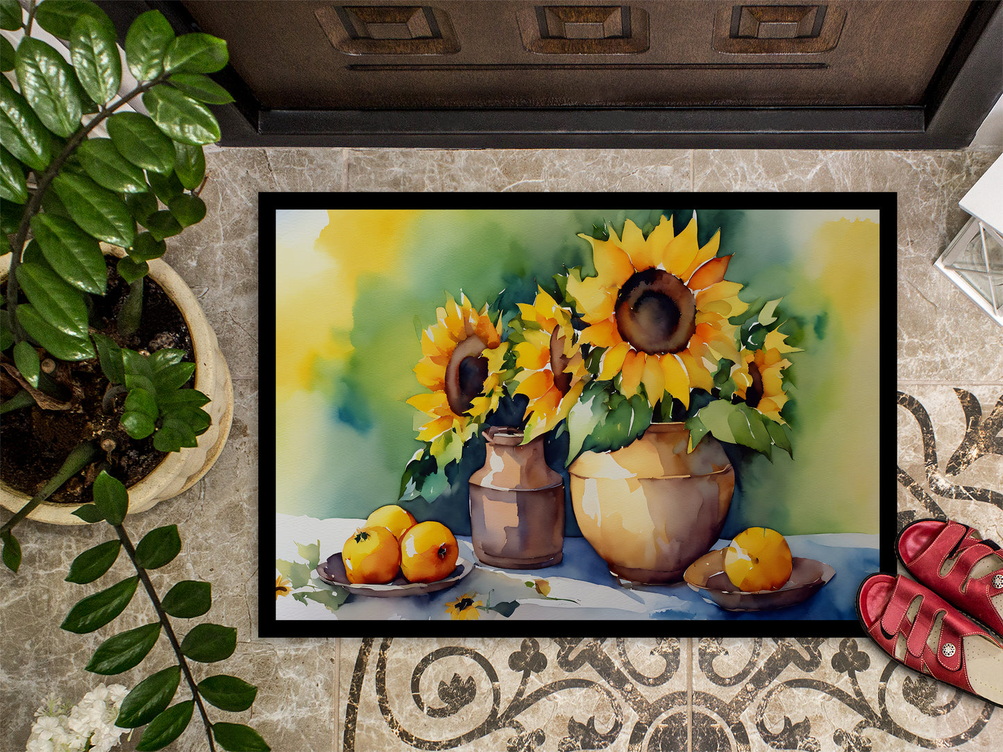 Sunflowers in Watercolor Doormat