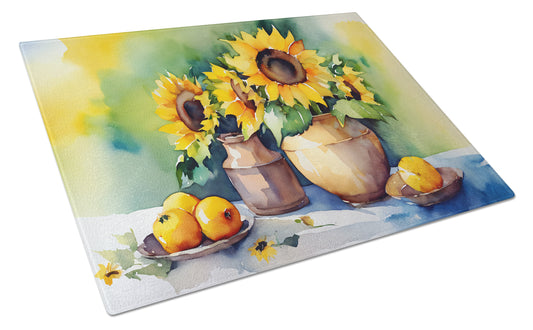 Buy this Sunflowers in Watercolor Glass Cutting Board