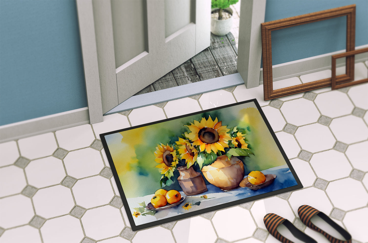 Sunflowers in Watercolor Doormat