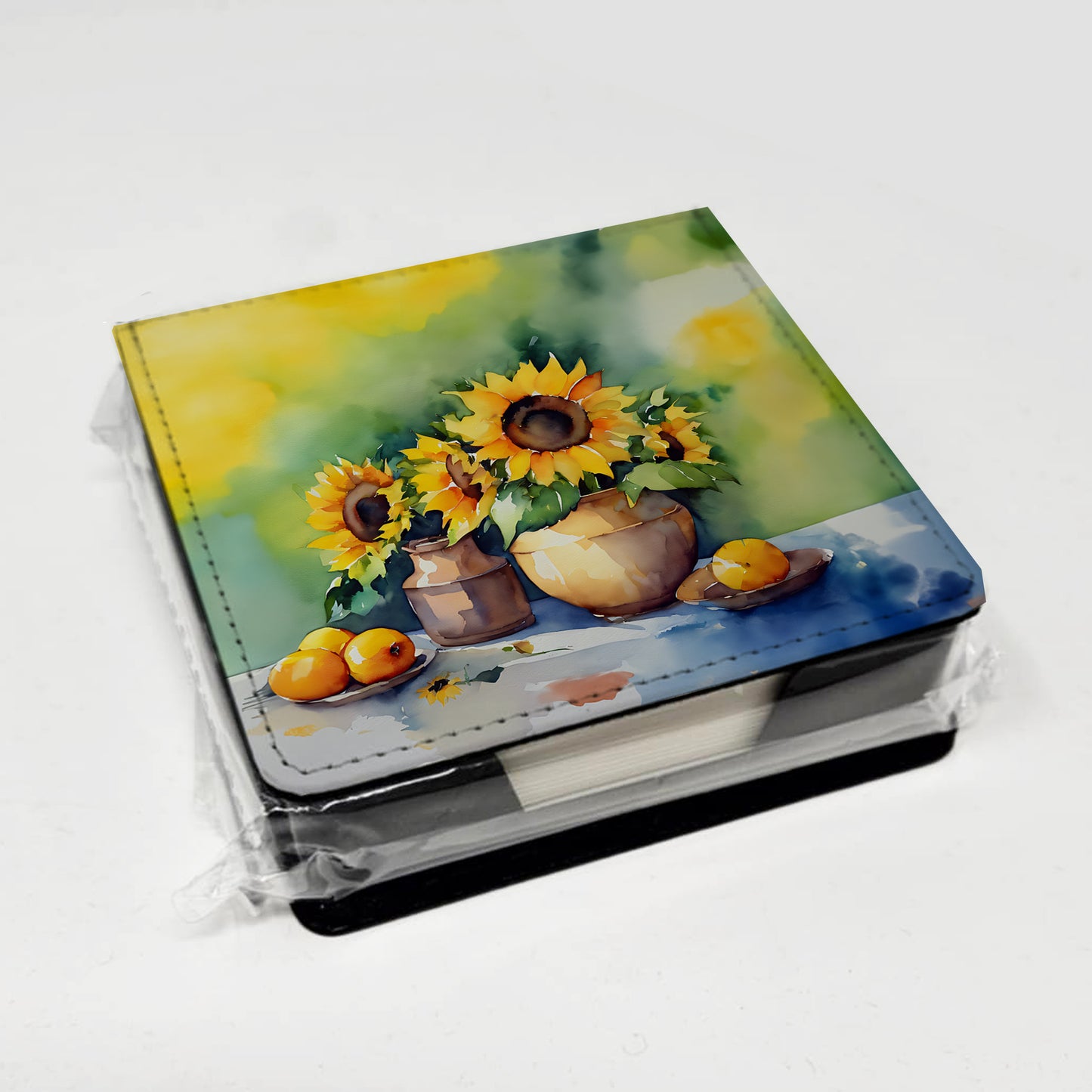 Sunflowers in Watercolor PU Leather Note Paper Holder