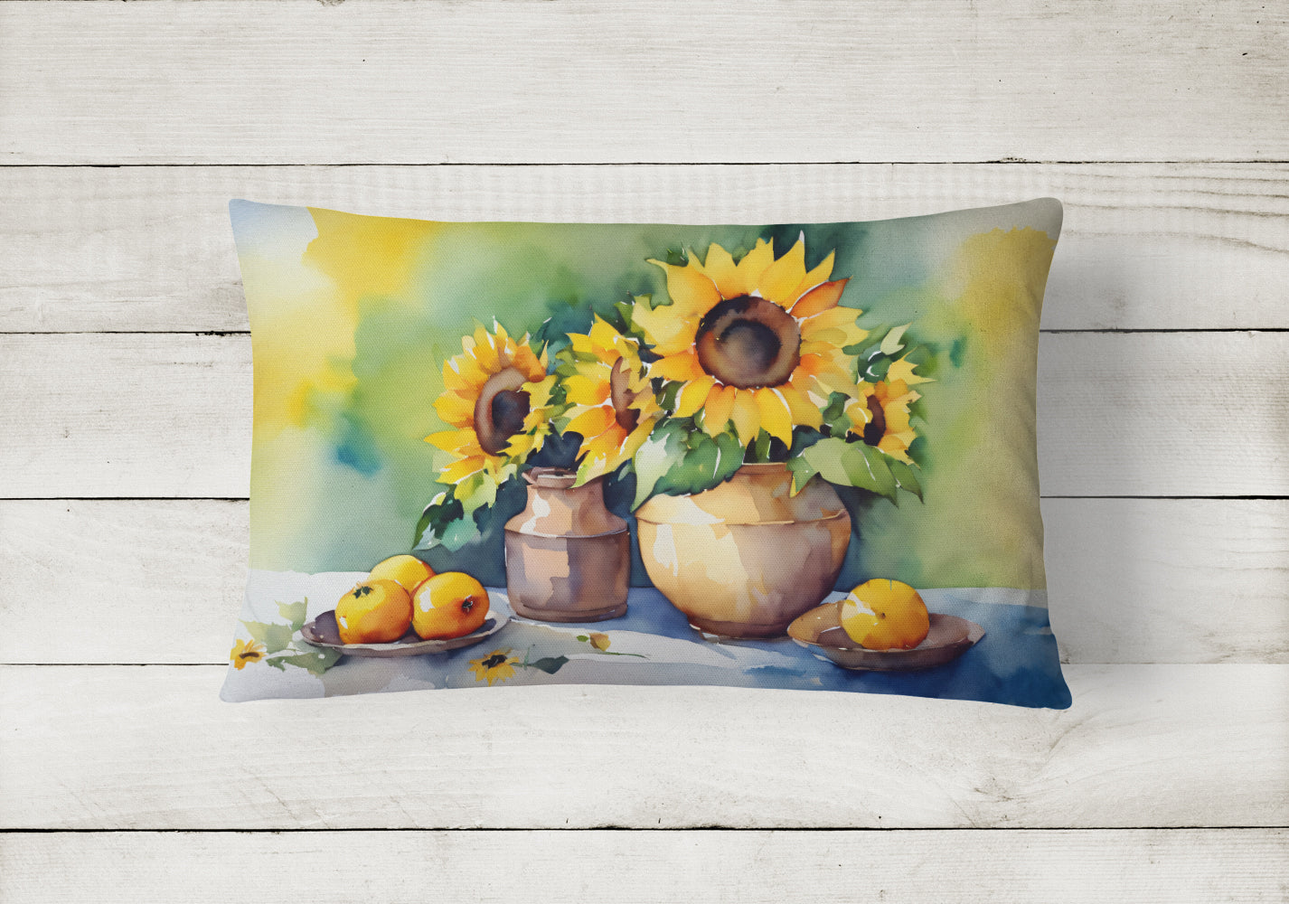 Sunflowers in Watercolor Throw Pillow