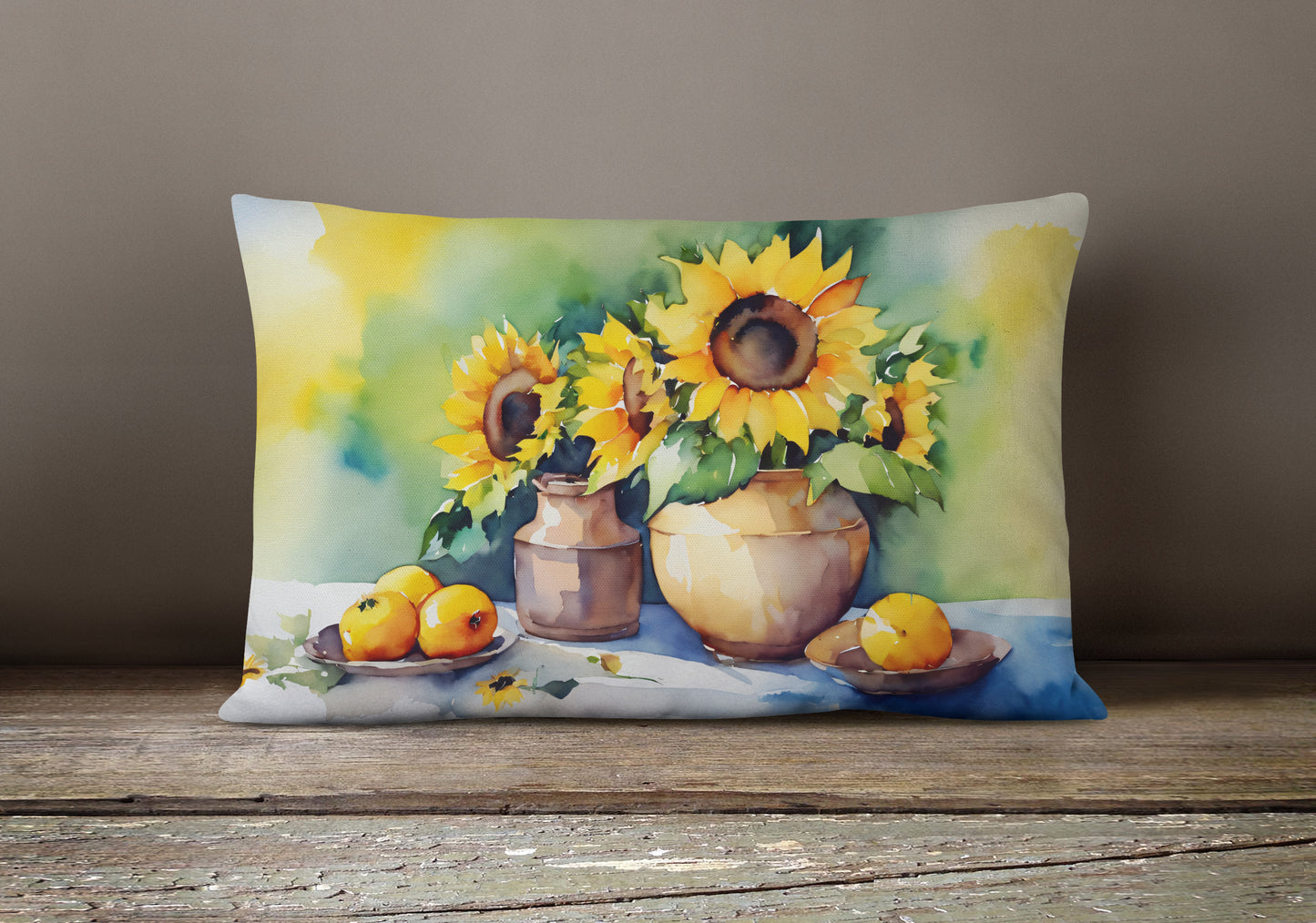 Sunflowers in Watercolor Throw Pillow