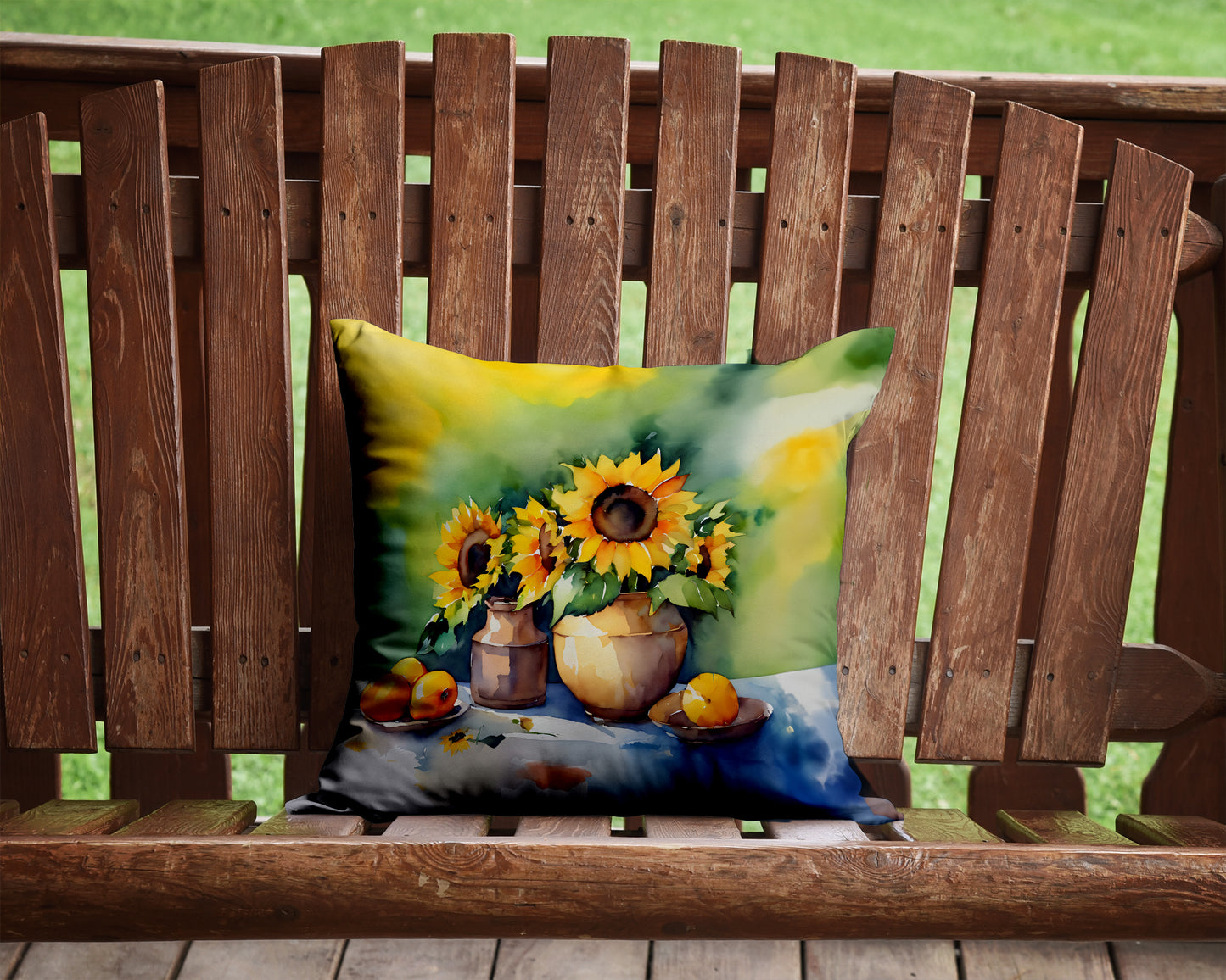 Sunflowers in Watercolor Throw Pillow