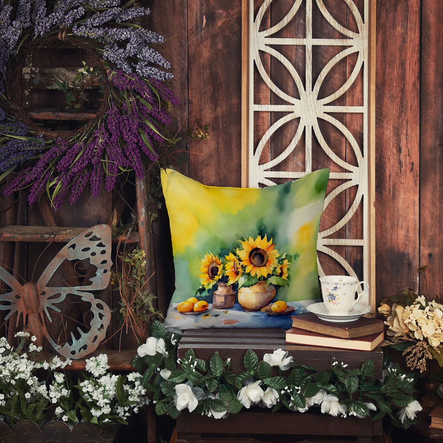 Sunflowers in Watercolor Throw Pillow