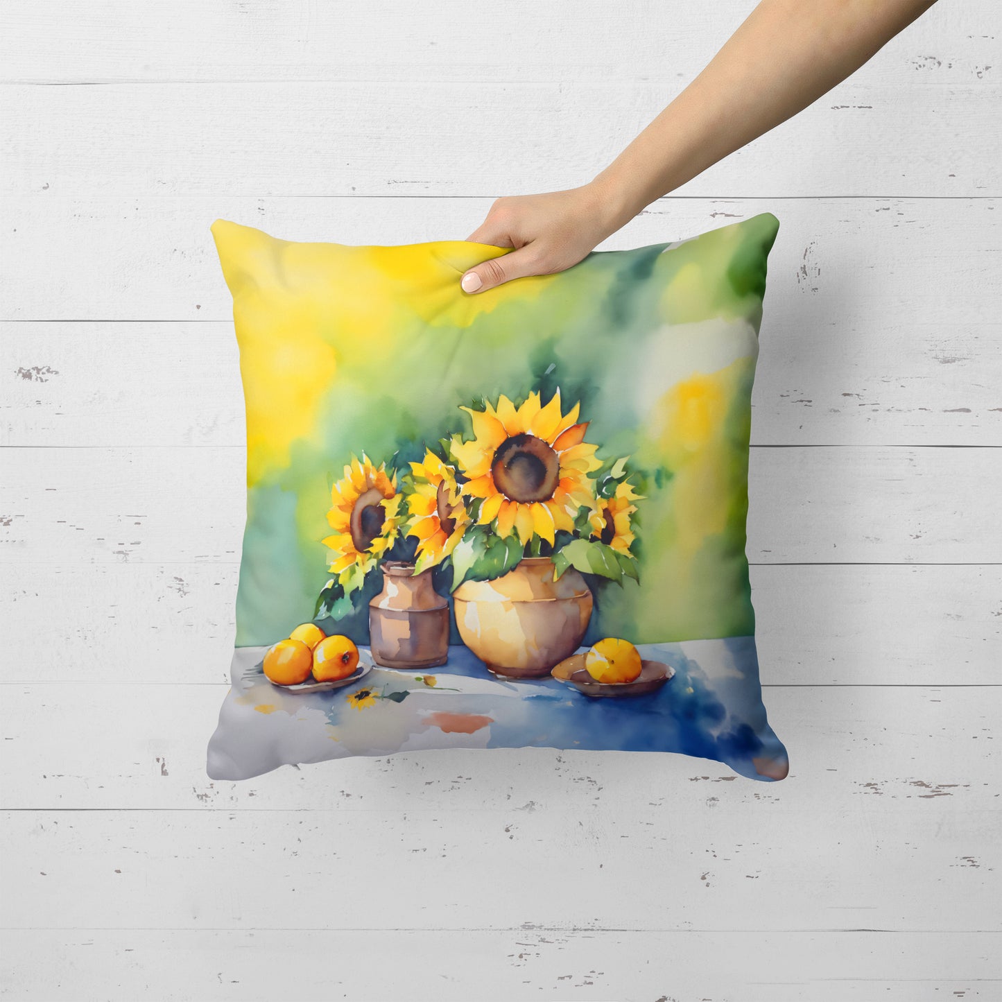 Sunflowers in Watercolor Throw Pillow