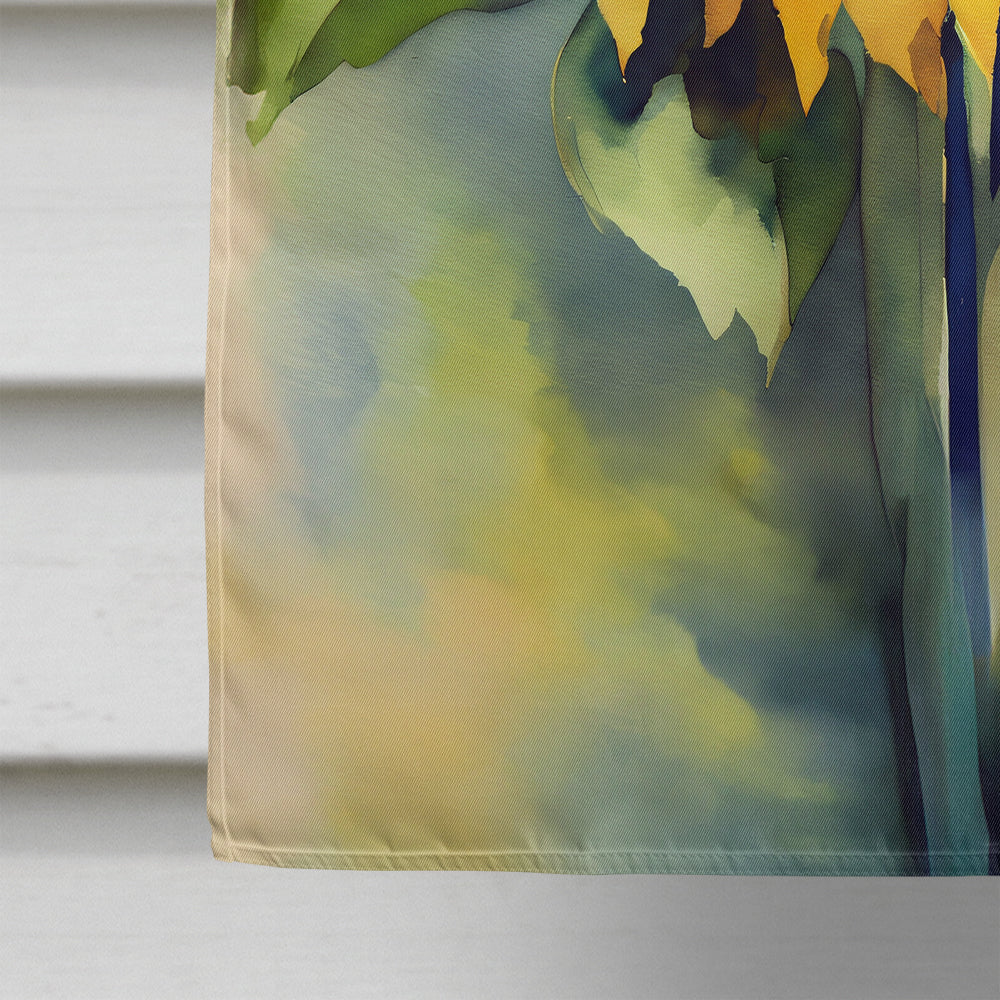 Sunflowers in Watercolor House Flag