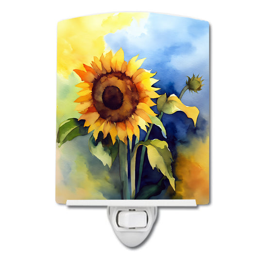 Buy this Sunflowers in Watercolor Ceramic Night Light