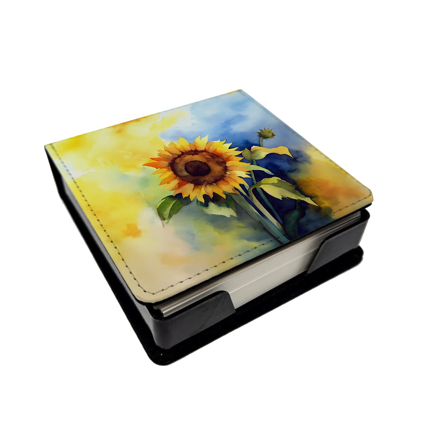 Buy this Sunflowers in Watercolor PU Leather Note Paper Holder