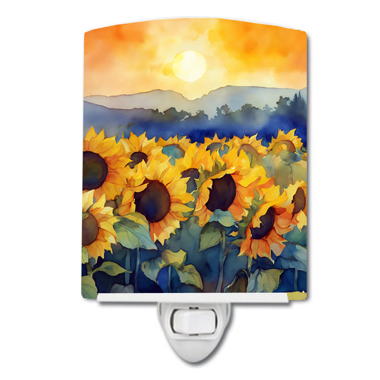 Buy this Sunflowers in Watercolor Ceramic Night Light