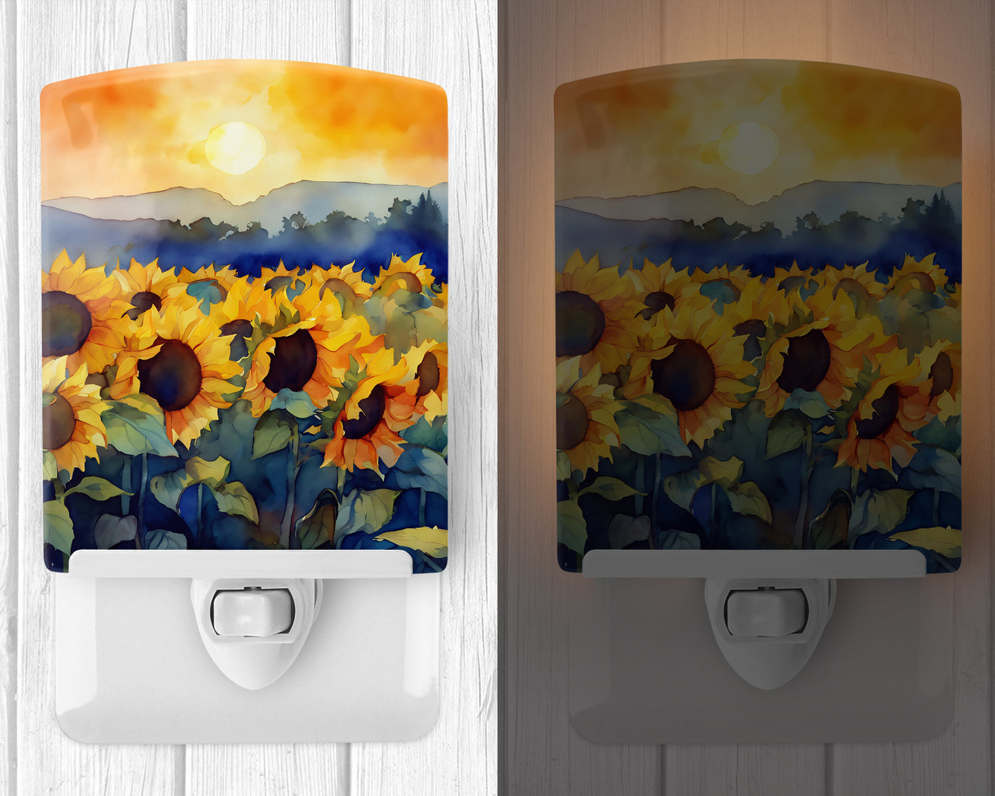 Sunflowers in Watercolor Ceramic Night Light