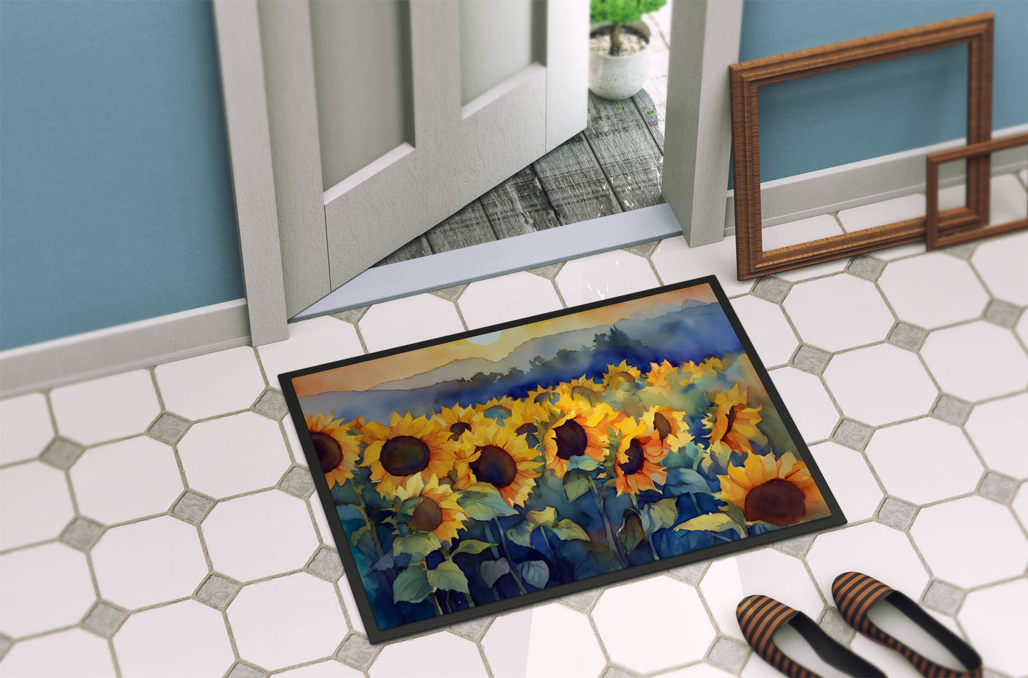 Sunflowers in Watercolor Doormat