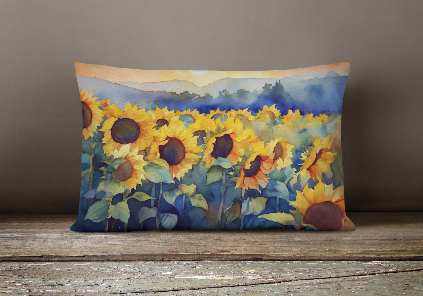 Sunflowers in Watercolor Throw Pillow