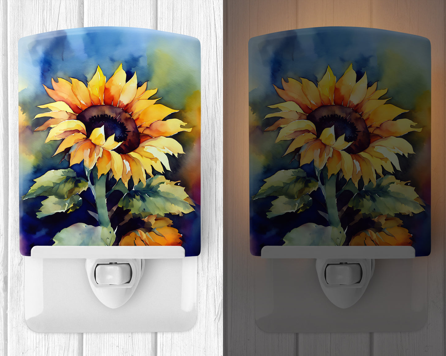 Sunflowers in Watercolor Ceramic Night Light