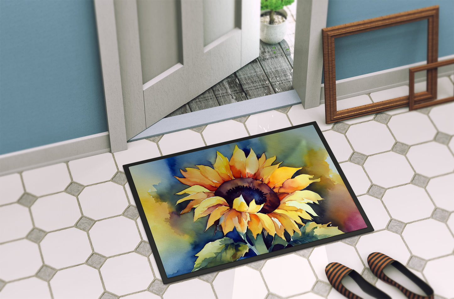 Sunflowers in Watercolor Doormat